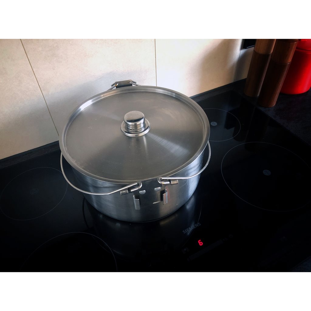 Caldero HORDEN de acero inoxidable 304, 10 L, Ø 30 cm x 13 cm, doble asa y patas