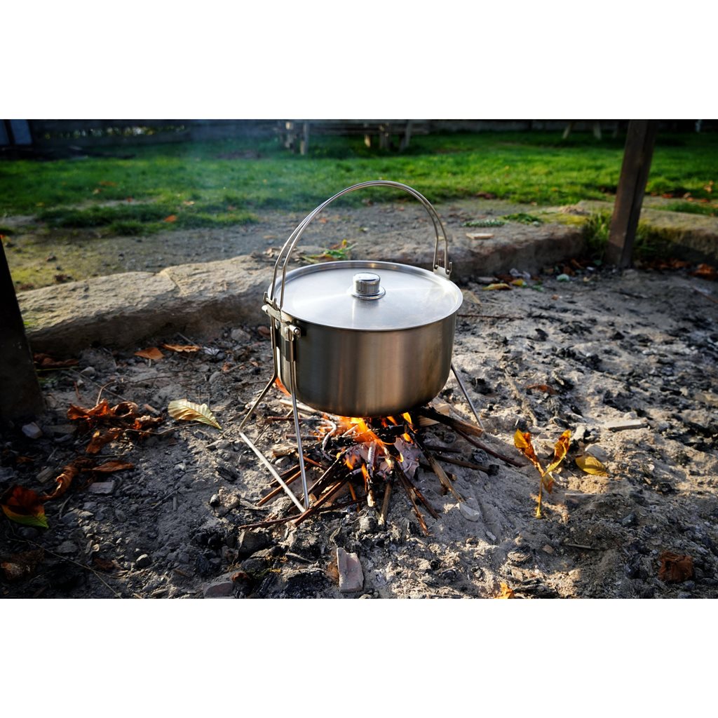 Caldero HORDEN de acero inoxidable 304, 10 L, Ø 30 cm x 13 cm, doble asa y patas