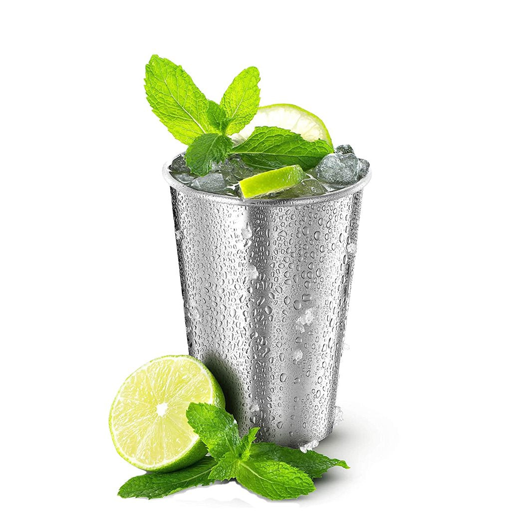 Set de 4 vasos de acero inoxidable LIVINGSTONE, 475 ml, 2 negros y 2 plateados, apilables