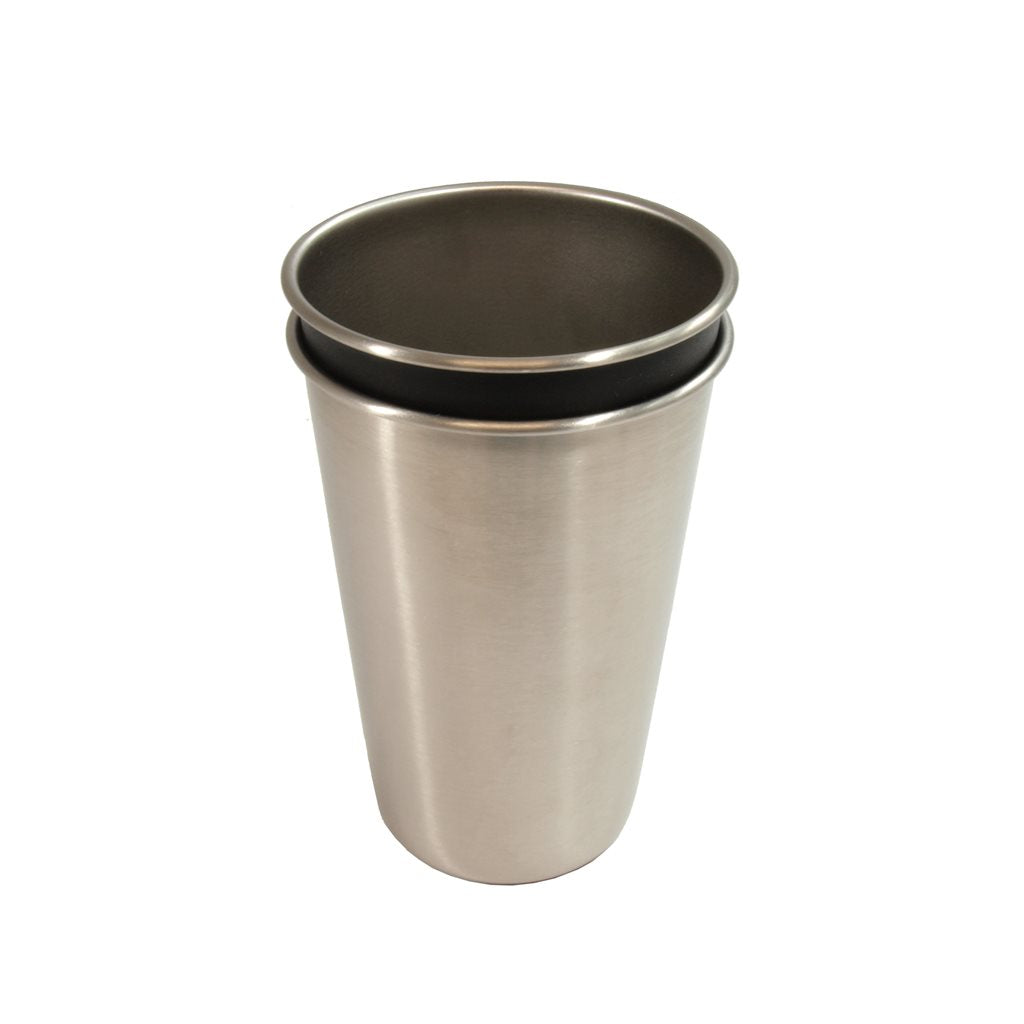 Set de 4 vasos de acero inoxidable LIVINGSTONE, 475 ml, 2 negros y 2 plateados, apilables