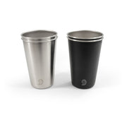 Set de 4 vasos de acero inoxidable LIVINGSTONE, 475 ml, 2 negros y 2 plateados, apilables