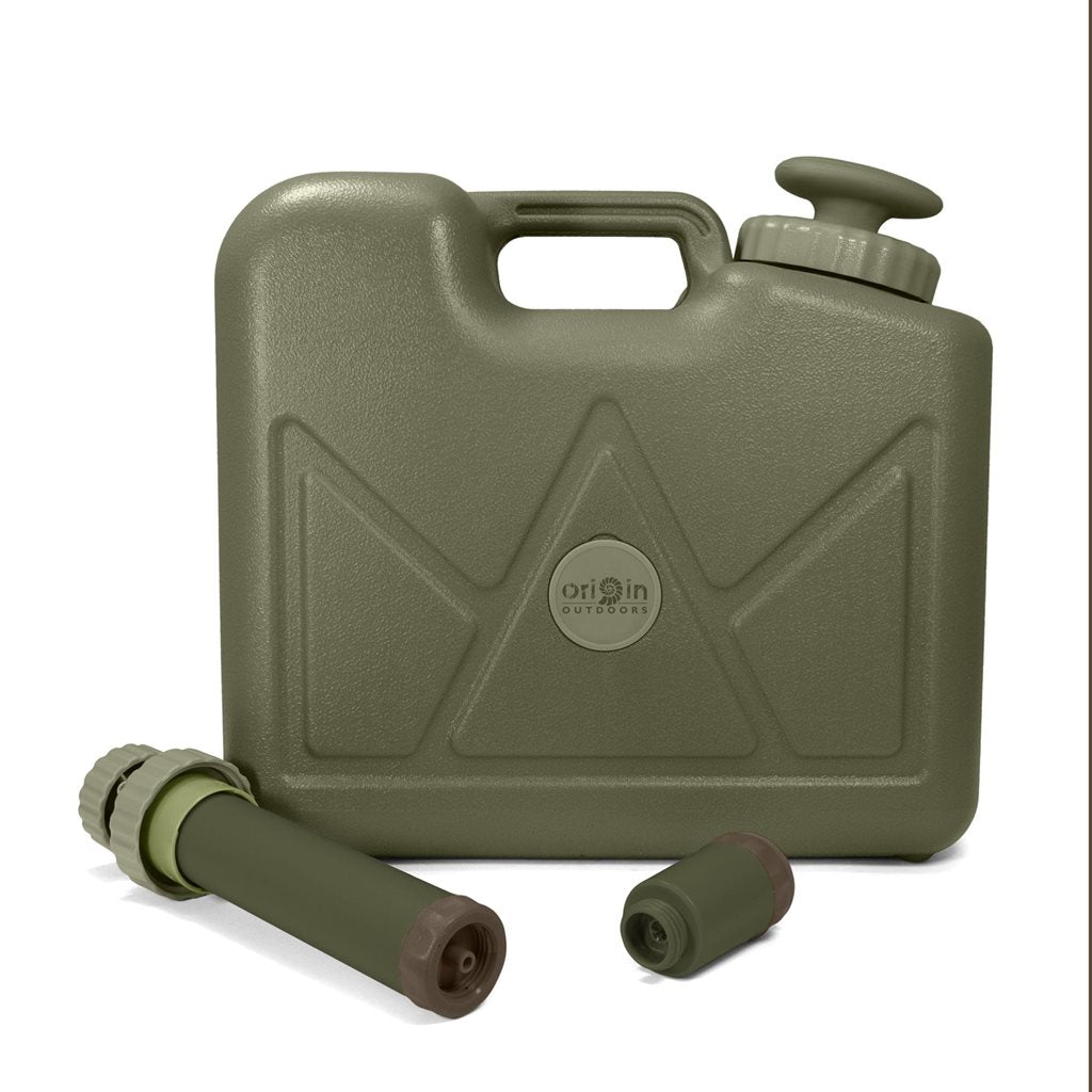 Bidón filtrante Jerrycan 15l verde con bomba manual y filtros de membrana y carbón activo