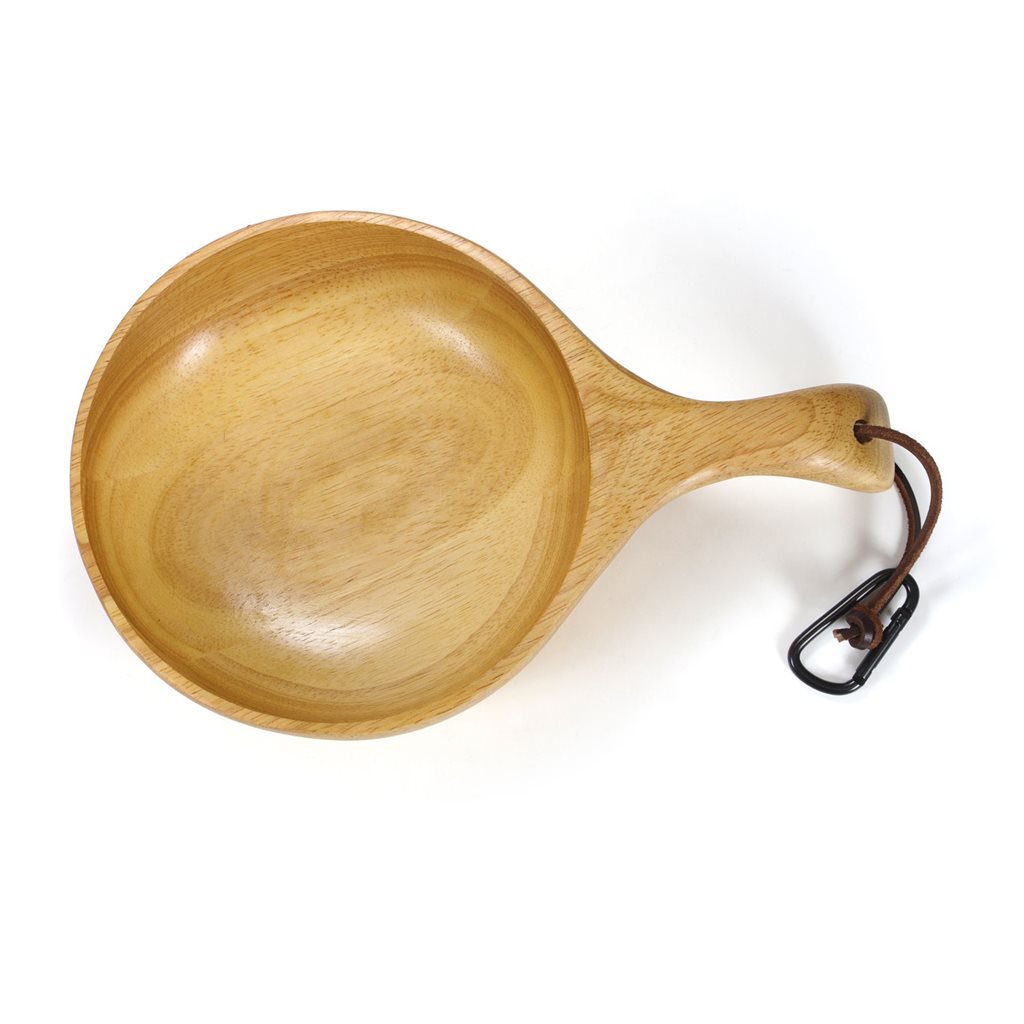 Cuenco Kuksa de madera 24 cm con asa ergonómica y cuerda de cuero
