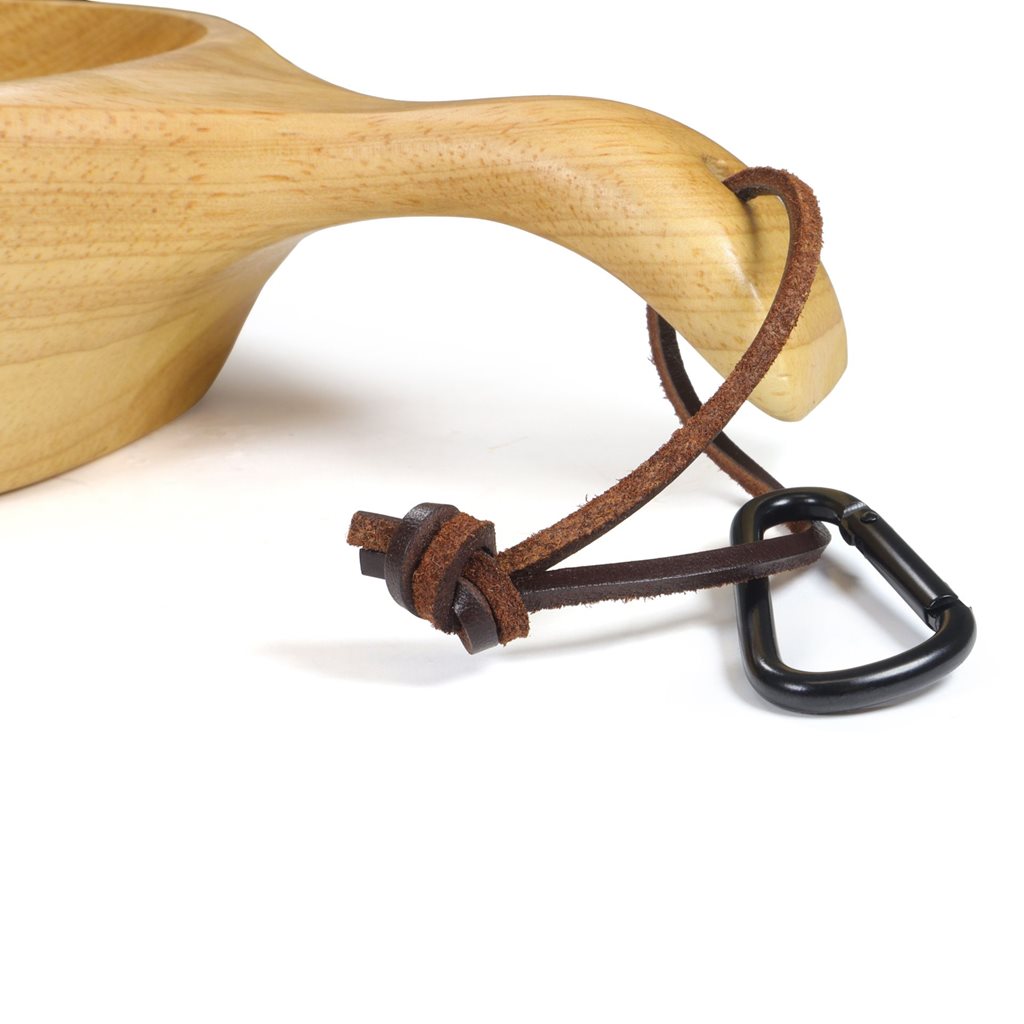 Cuenco Kuksa de madera 24 cm con asa ergonómica y cuerda de cuero