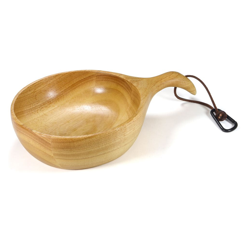 Cuenco Kuksa de madera 24 cm con asa ergonómica y cuerda de cuero
