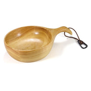 Cuenco Kuksa de madera 24 cm con asa ergonómica y cuerda de cuero