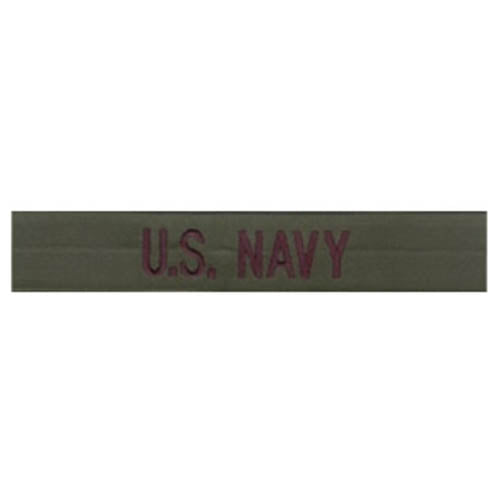 Parche bordado U.S. NAVY sobre fondo oliva, hecho en Estados Unidos