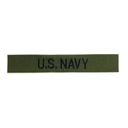 Parche bordado U.S. NAVY, hilo negro sobre fondo oliva, fabricado en Estados Unidos