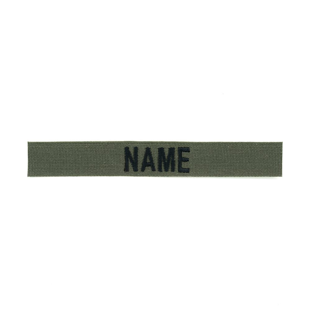 Parche identificador 'NAME' con hilo azul OLIV para uniforme