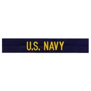 Parche cosible 'U.S. NAVY' con bordado en hilo dorado sobre fondo azul, fabricado en EE. UU.