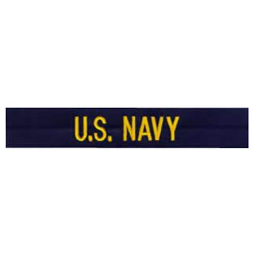 Parche cosible 'U.S. NAVY' con bordado en hilo dorado sobre fondo azul, fabricado en EE. UU.
