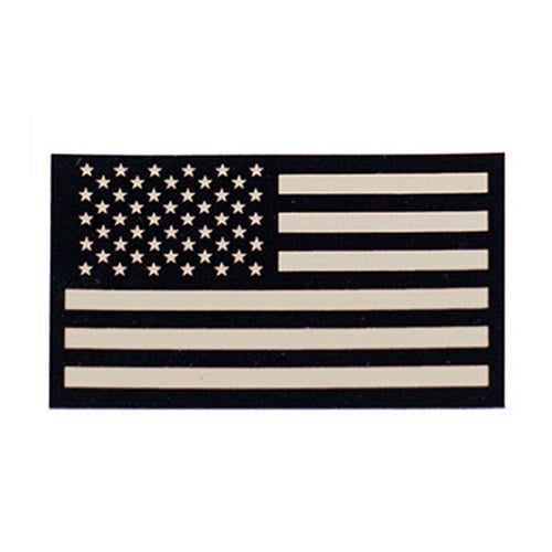 Parche VELCRO bandera USA reverso visible en IR, color arena, tamaño 5 x 9 cm