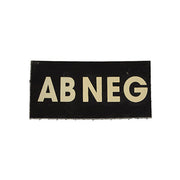 Parche Velcro negro con grupo sanguíneo AB- visible en IR, 5 x 2,5 cm
