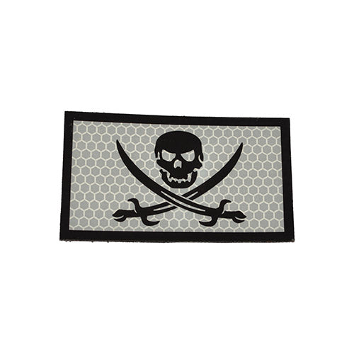 Parche plástico IFF IR Calico Jack plateado y negro, 9 x 5 cm, respaldo con velcro