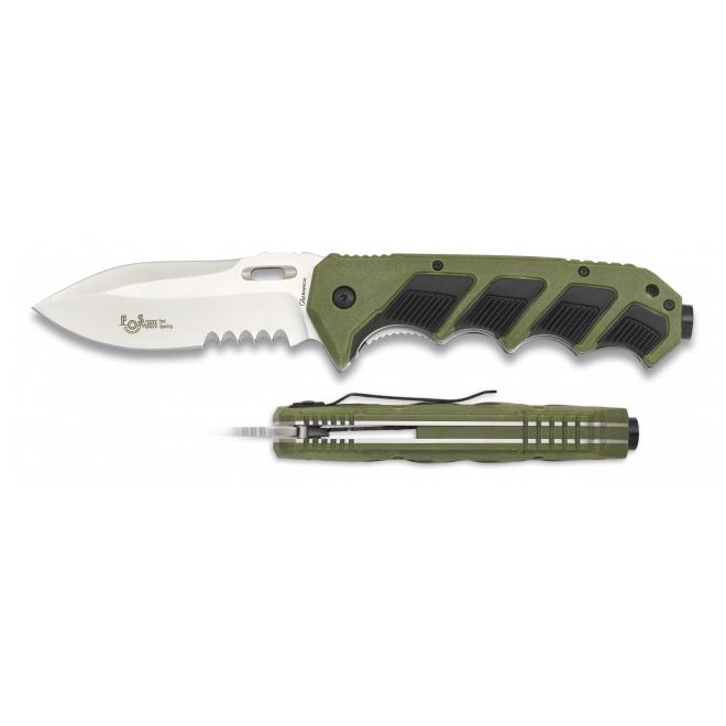 Navaja plegable ALBAINOX FOS HAMMER verde con hoja lisa y empuñadura tipo martillo