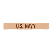 Parche bordado 'U.S. NAVY' sobre fondo desierto, fabricado en EE. UU., para coser en prendas