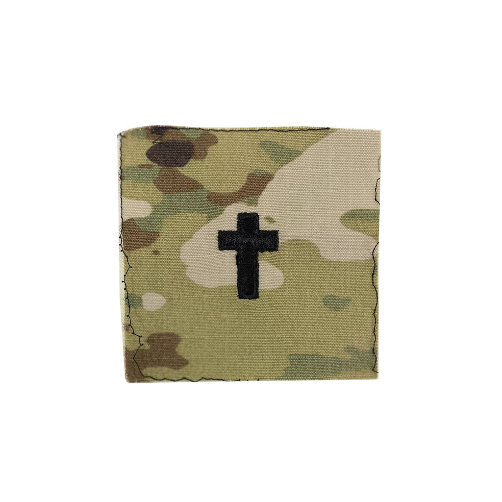 Parche bordado con cruz para capellán militar 7,5 x 7,5 cm - sin borde - fabricado en EE. UU.