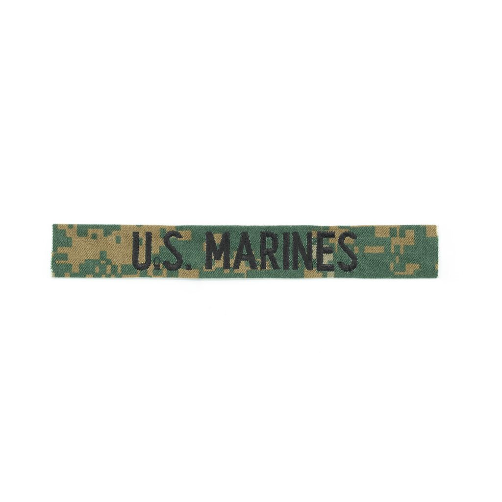 Parche U.S. MARINES bordado en patrón MARPAT Woodland, hilo negro, fabricado en EE. UU.