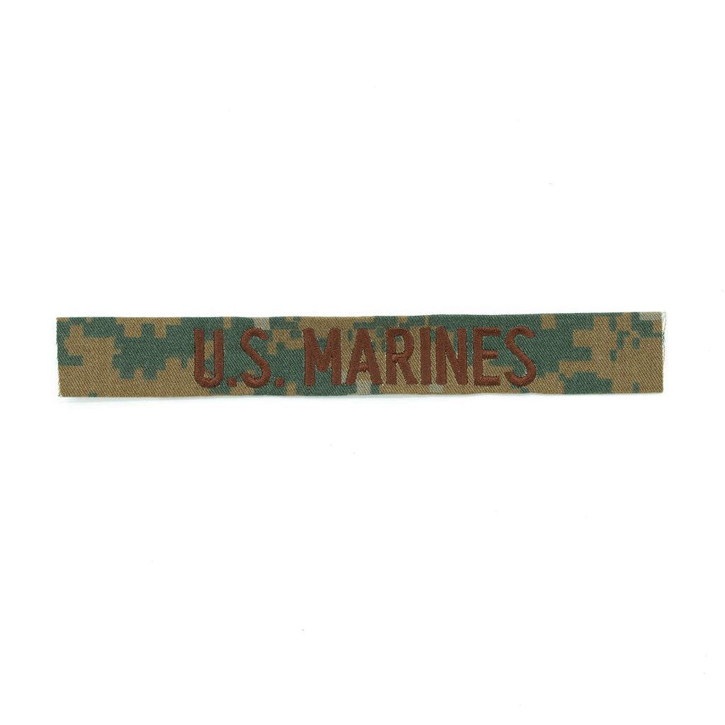 Parche U.S. MARINES bordado en hilo marrón sobre MARPAT Woodland, apto para coser