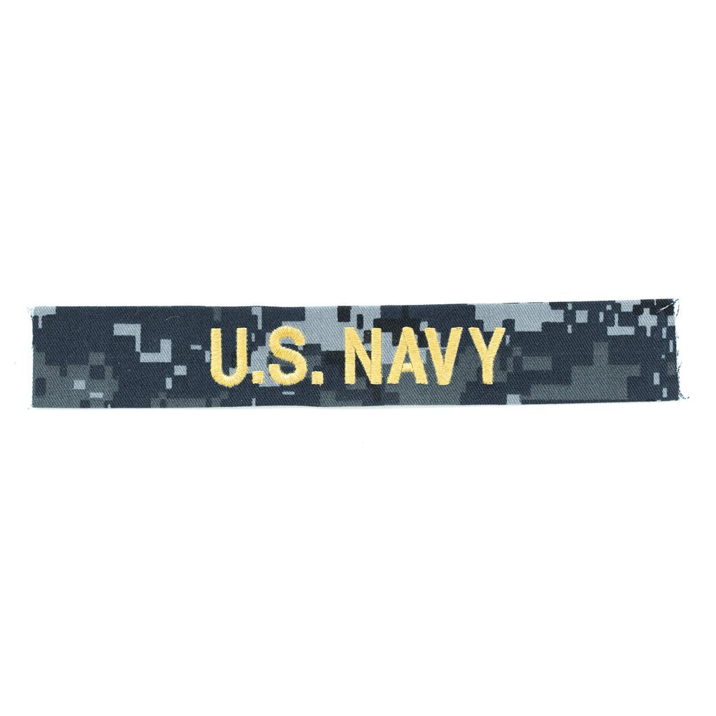 Parche U.S. NAVY bordado en hilo dorado sobre camuflaje DIGITAL NAVY