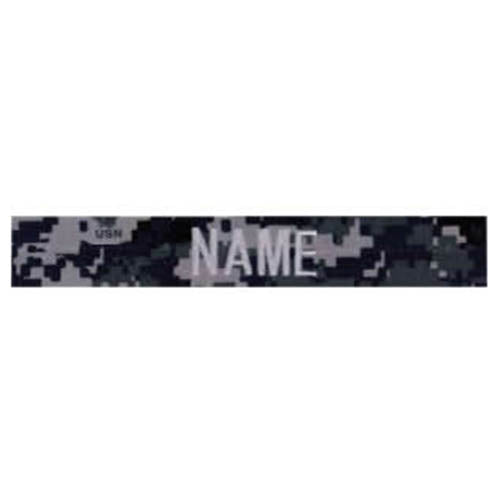 Parche identificador con nombre 'NAME', hilo plateado, diseño DIGITAL NAVY