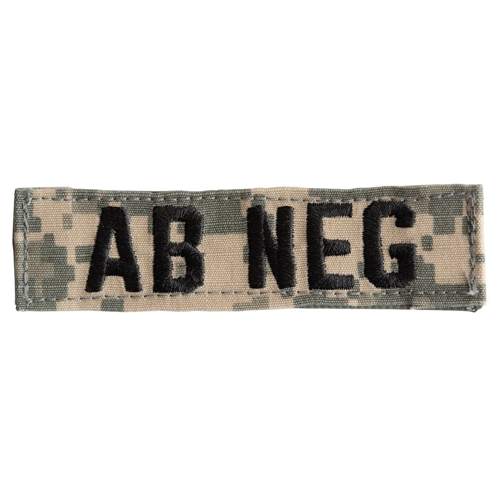 Parche grupo sanguíneo AB NEG con velcro, tejido ACU Digital rip-stop, aprox. 10 x 2,5 cm