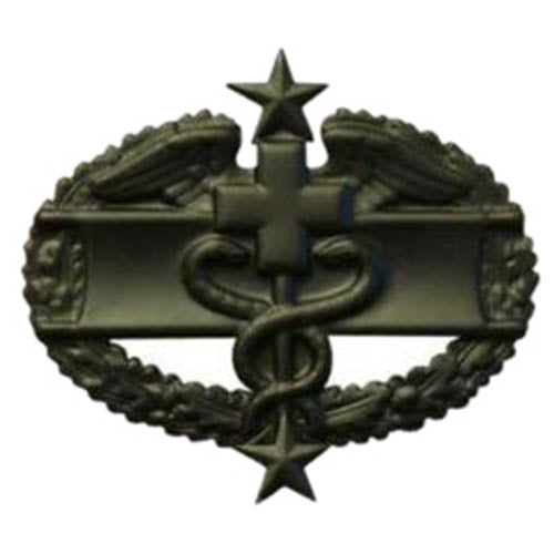 Insignia US Combat Medical 3rd Award negra según especificación del ejército de EE. UU.