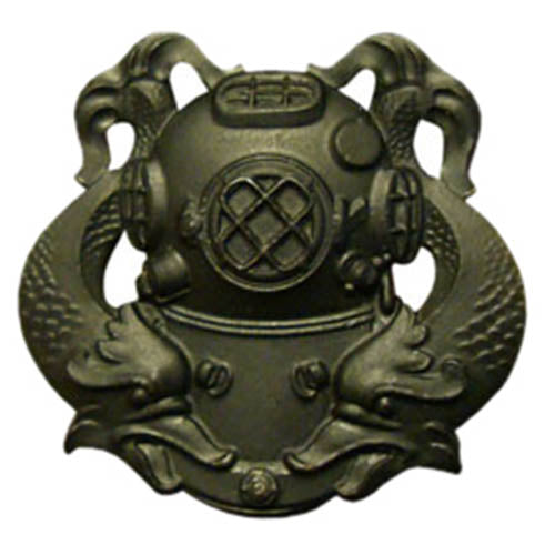Insignia US DIVER 1st Class negra de metal mate, fabricada en Estados Unidos según especificación militar