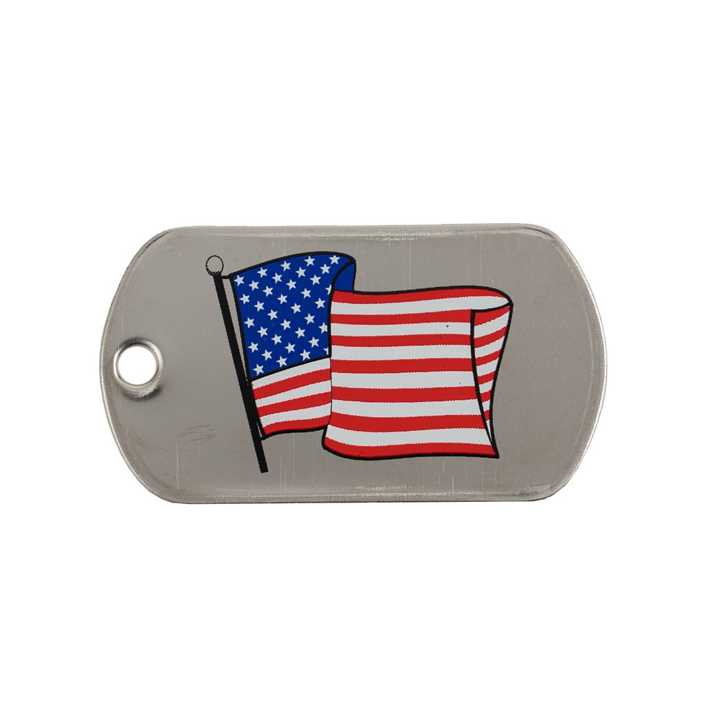 Placa identificativa para perro con impresión de la bandera USA en acero inoxidable, 5 x 2,7 cm