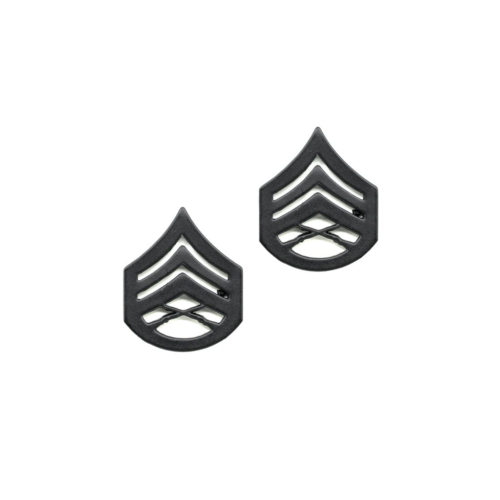 Insignia de rango USMC SSgt negra en metal mate, pack de 2 unidades