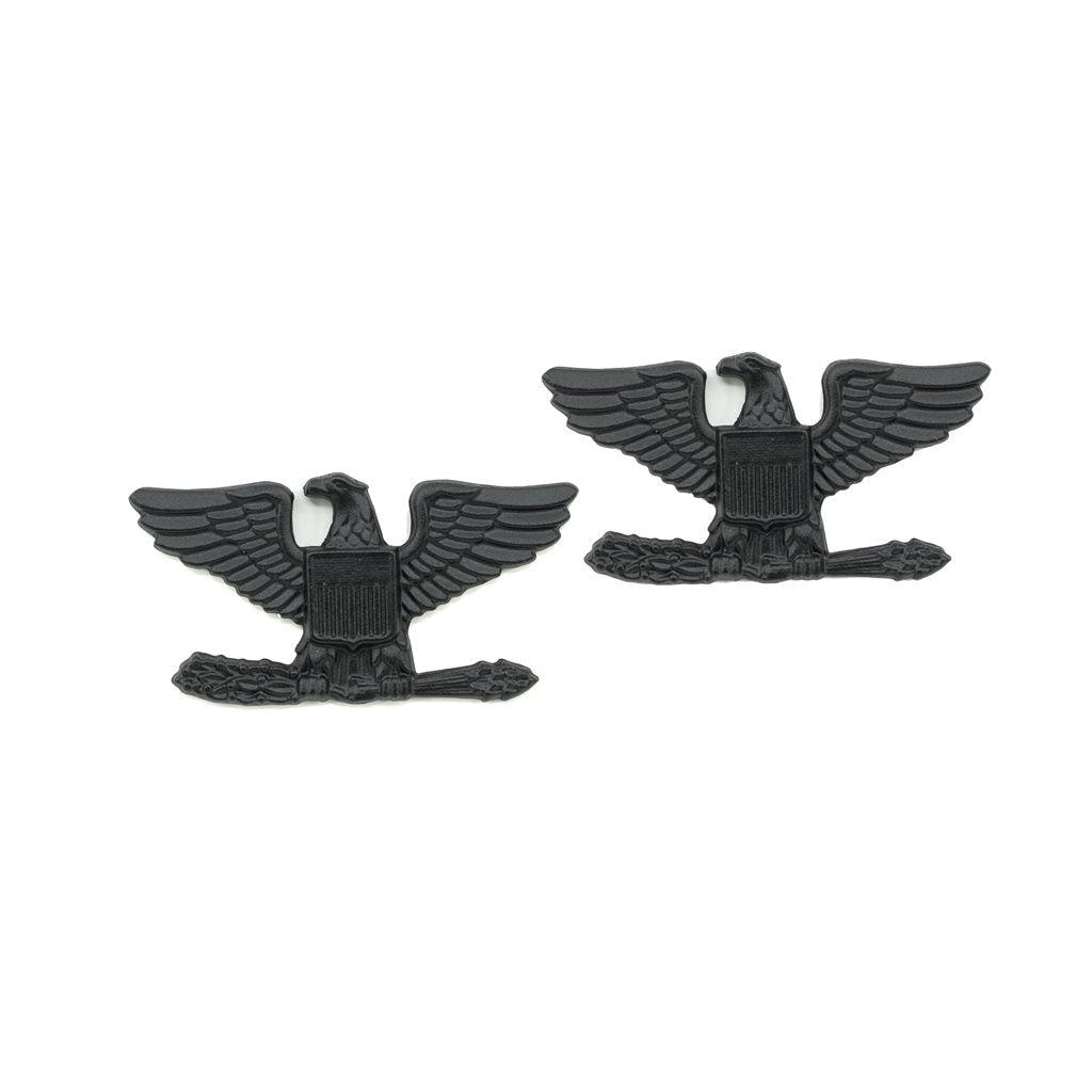 Insignias metálicas COLONEL Subdued negras (par) - US Army