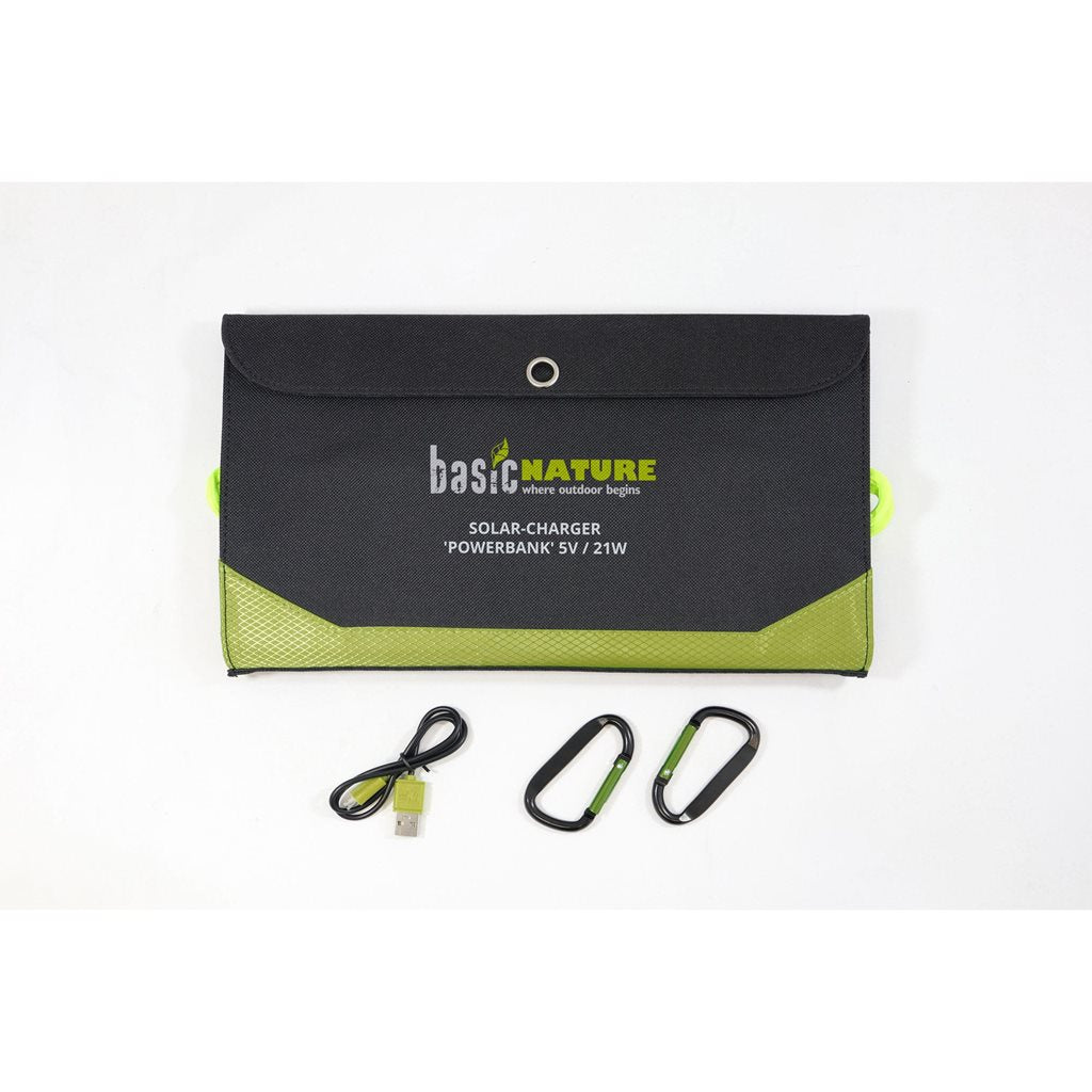 Panel solar plegable de 3 piezas con powerbank integrada (10.000 mAh) para cargar dispositivos