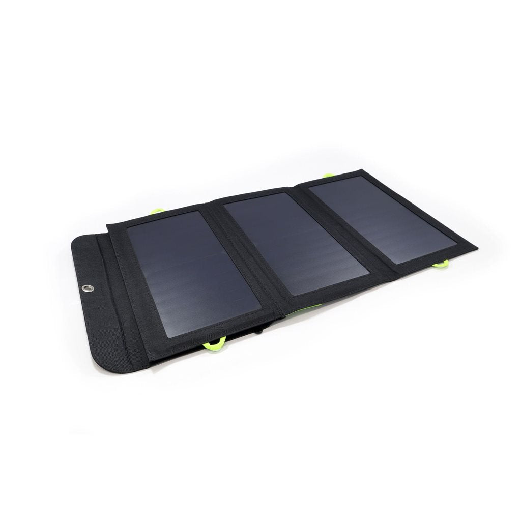 Panel solar plegable de 3 piezas con powerbank integrada (10.000 mAh) para cargar dispositivos