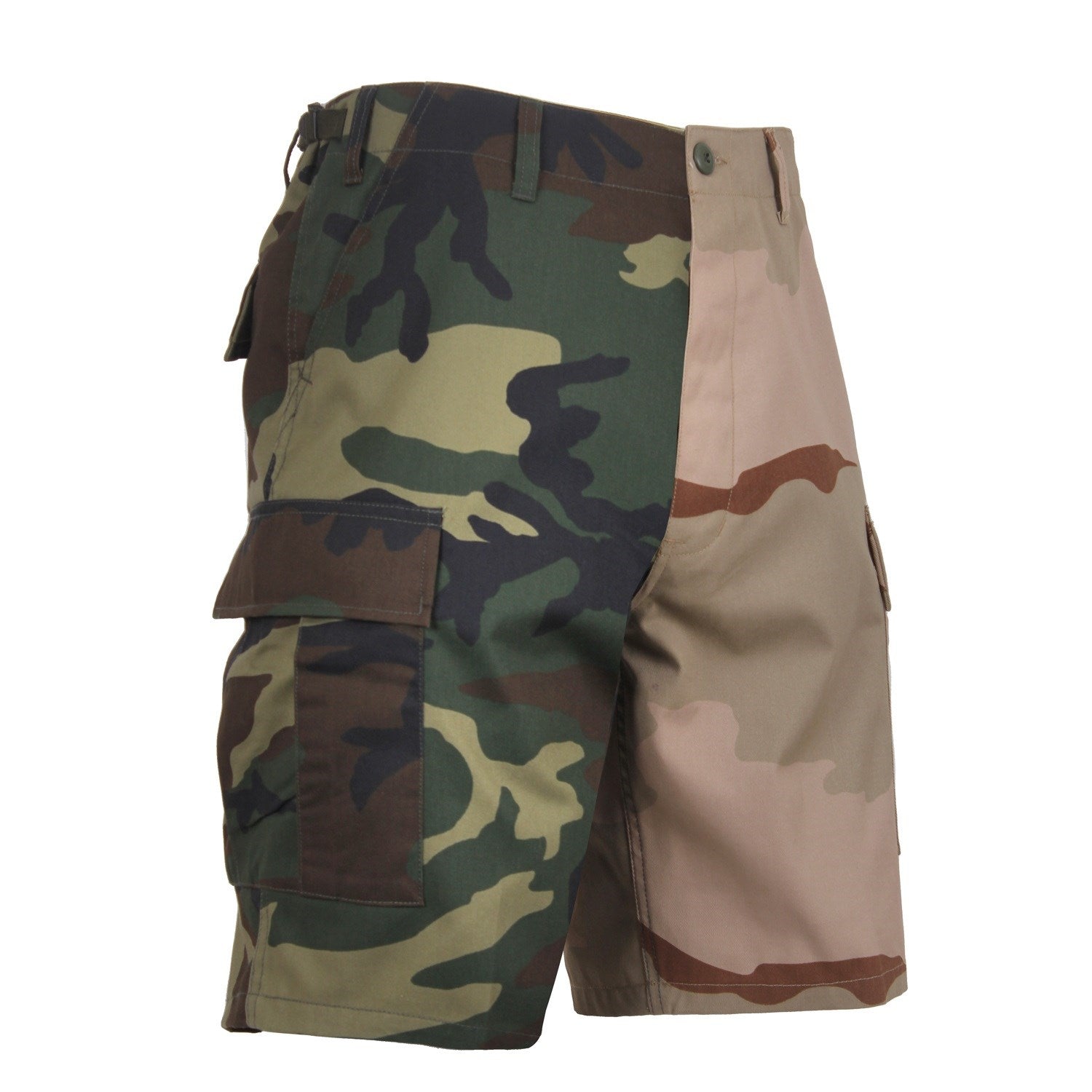 Pantalones cortos BDU bicolor WOODLAND/3-COL DESERT con bolsillos laterales y traseros, 55% algodón 45% poliéster