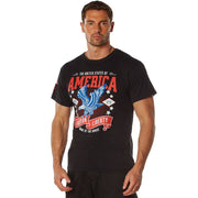 Camiseta negra FREEDOM & LIBERTY, manga corta, mezcla 60% algodón 40% poliéster
