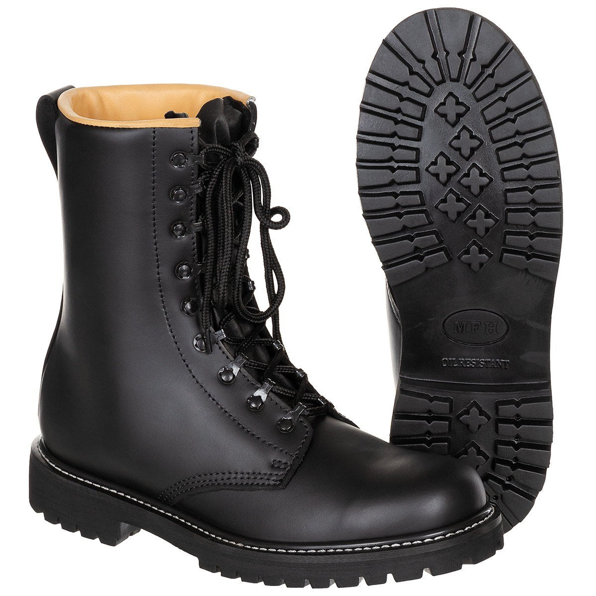 Botas militares BW negras de piel con forro - réplica Bundeswehr