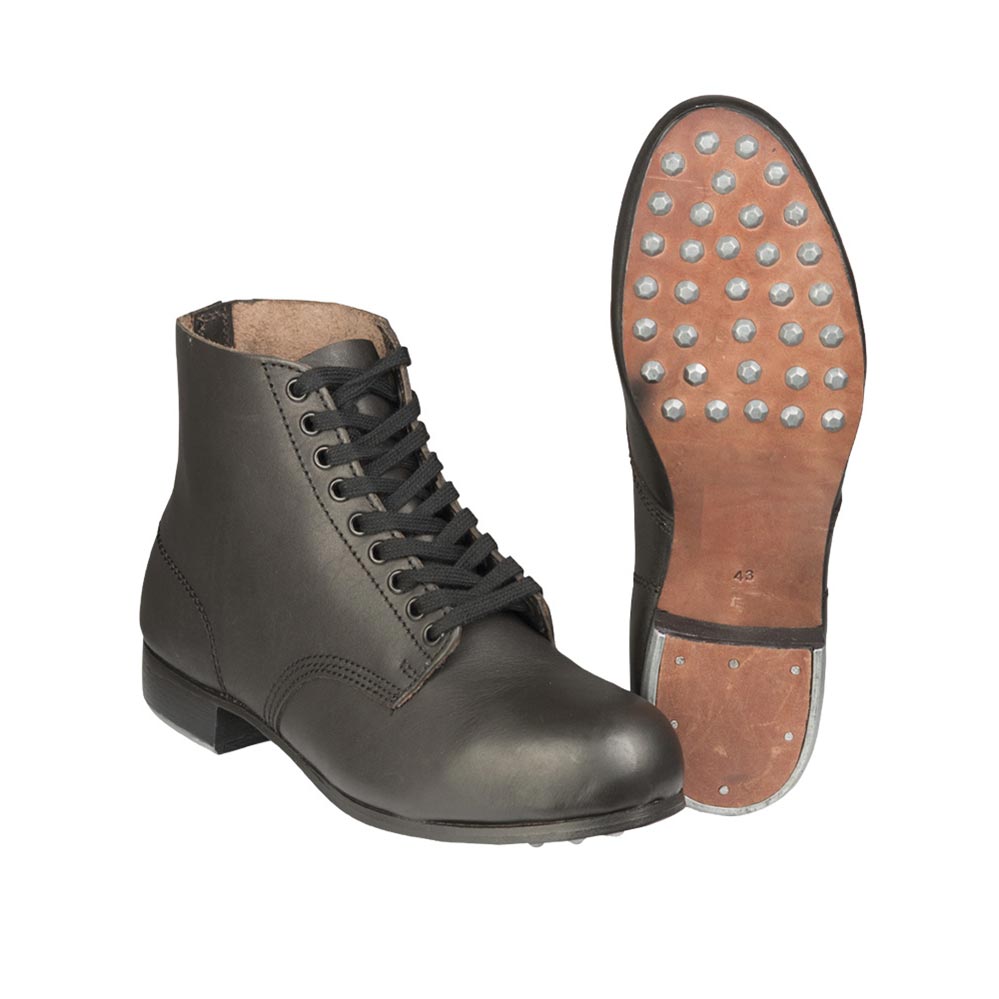 Botas WH bajas de cuero, reproducción histórica con cordones, estilo Wehrmacht