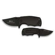 Cuchillo plegable MINI negro con clip, hoja lisa de acero inoxidable y mango de aluminio - 122 mm
