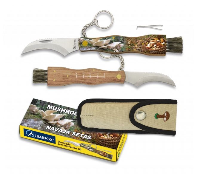 Cuchillo para setas con motivo 3D, navaja plegable de hoja lisa