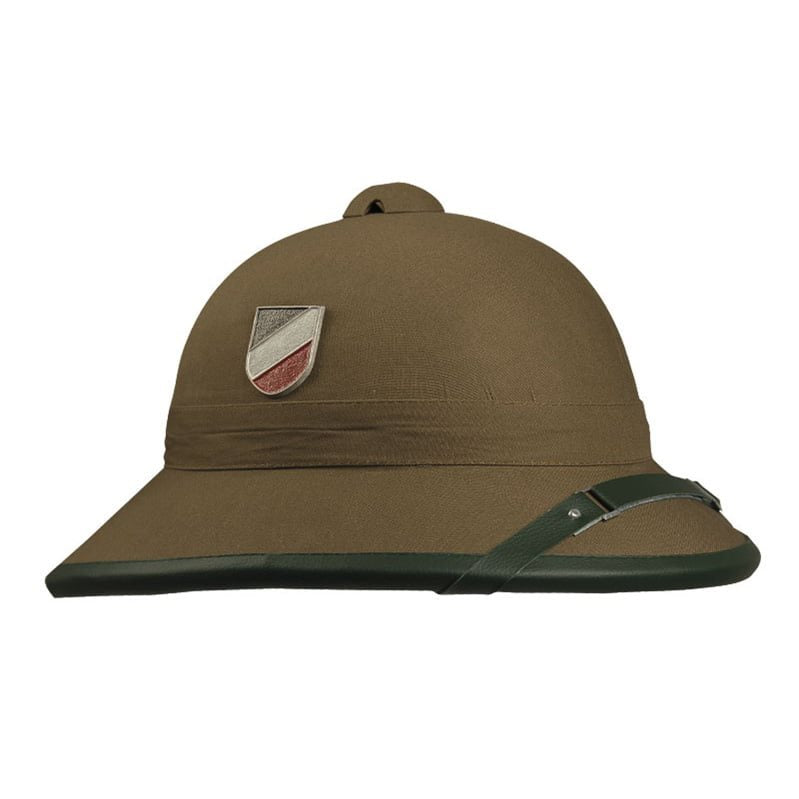 Casco WH tropical verde con gafas, reproducción Rommelhelm, barbilla deslizante