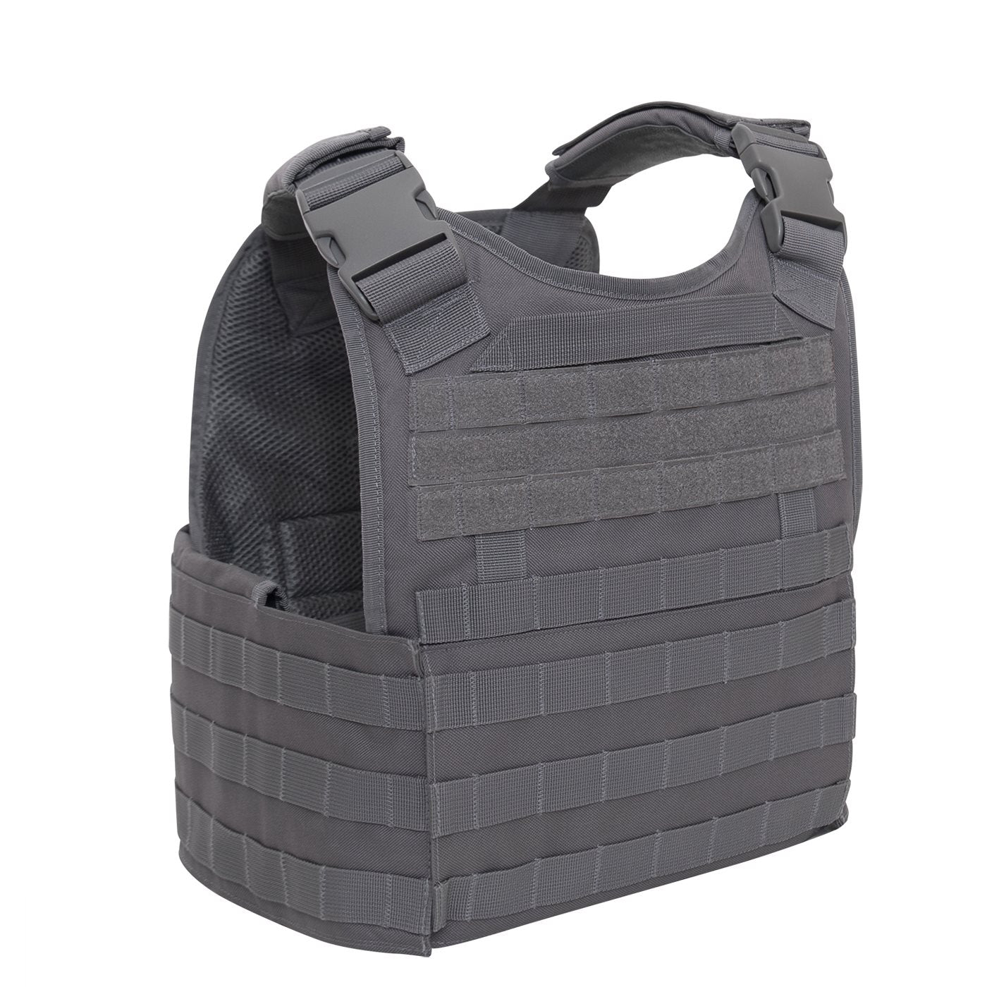Chaleco portaplacas MOLLE gris con bolsillos para placas balísticas