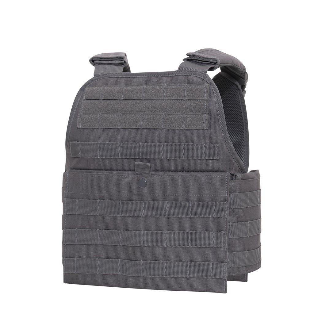 Chaleco MOLLE portaplacas gris talla grande con bolsillos para placas balísticas blandas