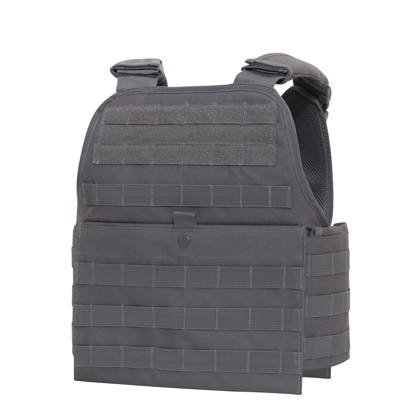 Chaleco portaplacas MOLLE gris con bolsillos para placas balísticas