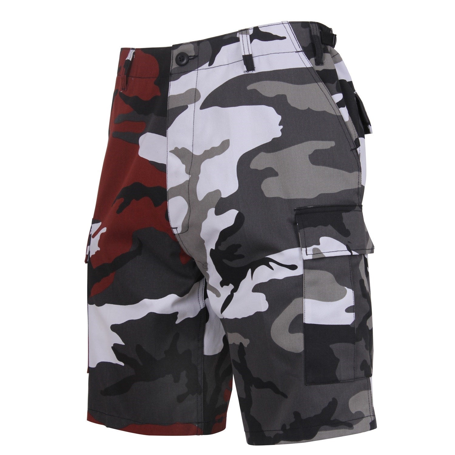 Shorts BDU bicolor RED/CITY CAMO con grandes bolsillos, 55% algodón, 45% poliéster