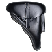 Funda réplica P38 Hard Shell en cuero negro con bolsillo para cargador y pasador para cinturón