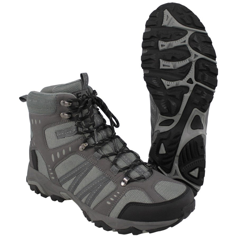 Botas trekking MOUNTAIN HIGH grises, altas hasta el tobillo, interior acolchado y suela de goma