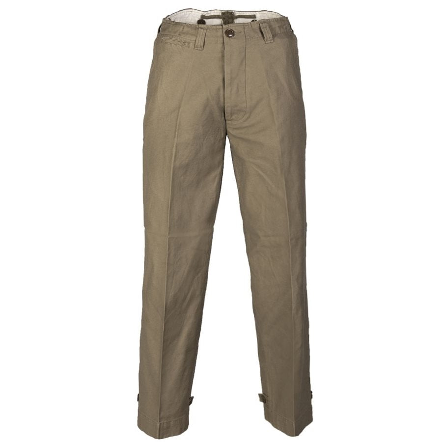 Pantalones de campaña US M43 réplica verdes con ajuste lateral y bolsillos