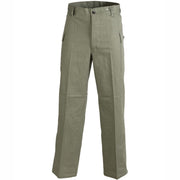 Pantalones US HBT repro color oliva con bolsillos cargo y cierre de botones, 100% algodón