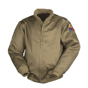 Chaqueta tankista US Army reproducción verde con cremallera, bolsillos y parche