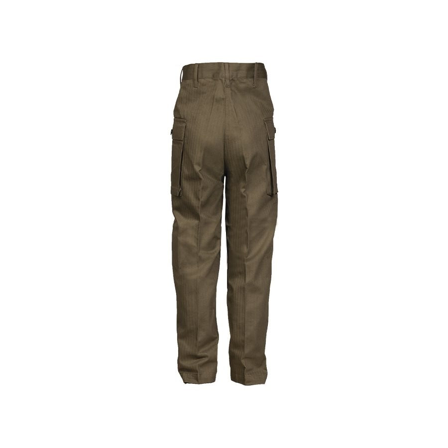 Pantalones infantiles réplica US HBT con cremallera, botón, 7 trabillas y bolsillos